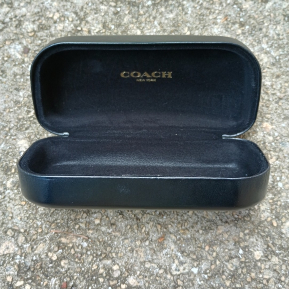 Coach Leather Eyeglass /Shades Hardshell Large Case (Black) E-1